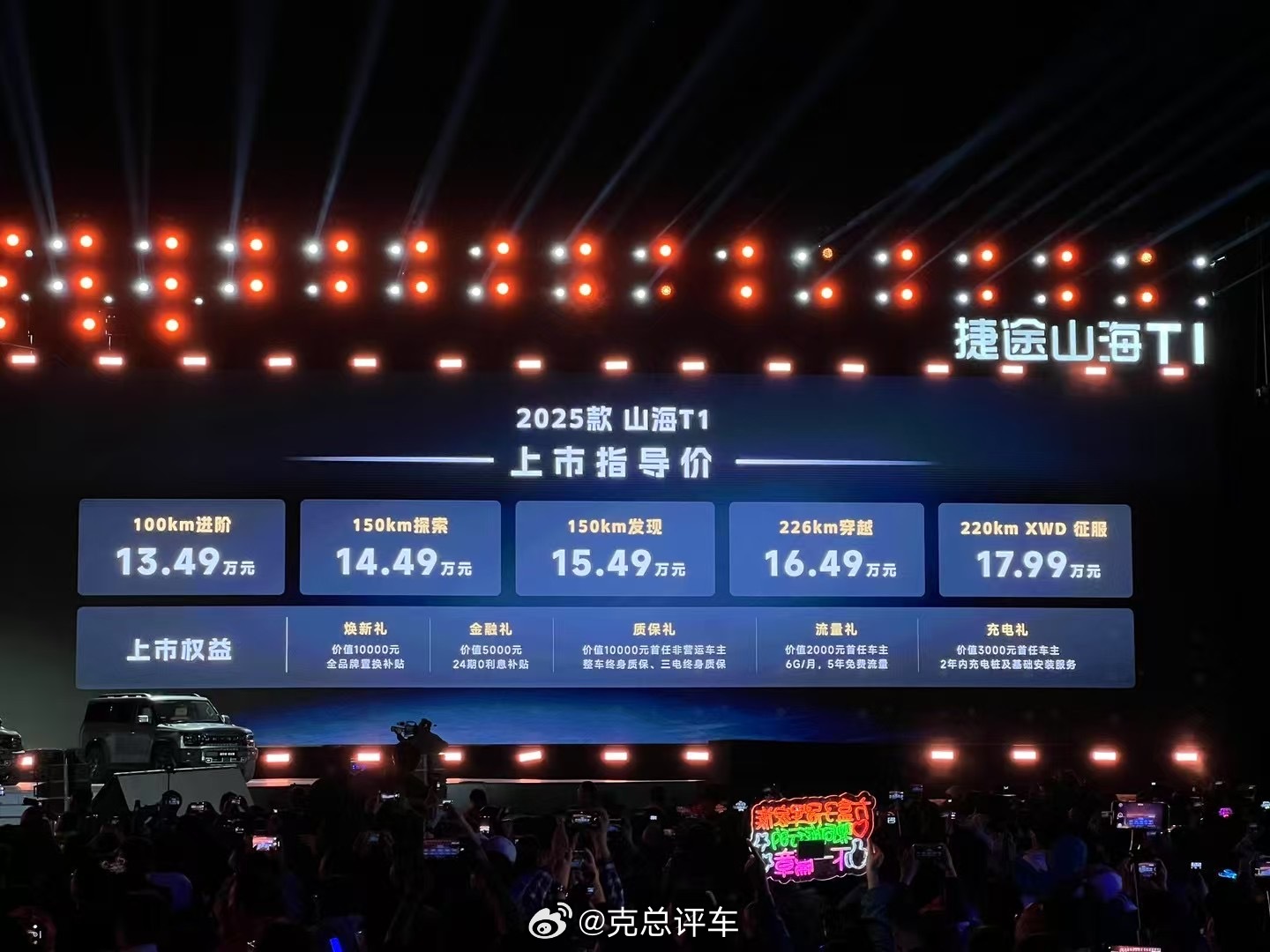 25款捷途山海T1上市，13.49～17.99万元增加P1+P3+P4的四驱版车