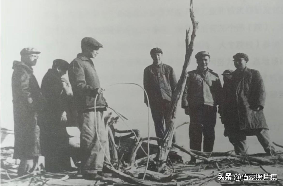 1967年，王淦昌（左一）、彭桓武（左二）、郭永怀（左三）和邓稼先（右二）等在我