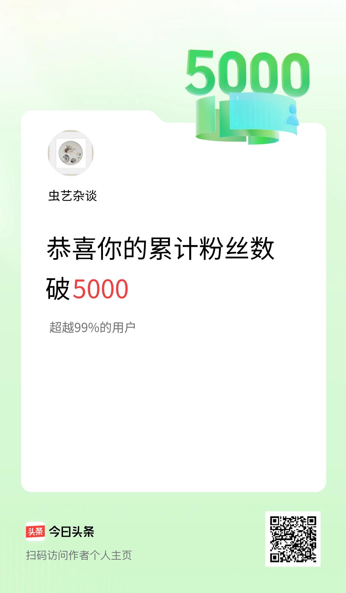 我在头条累计粉丝数破5000啦！