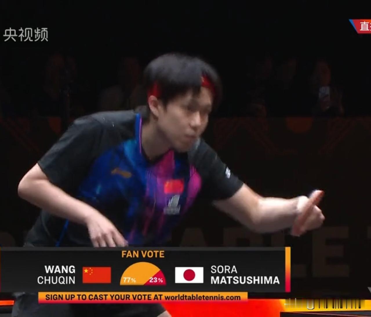 王楚钦4:3松岛辉空，晋级八强
第一局，开局1:4，王楚钦得分2:4，大头得分3