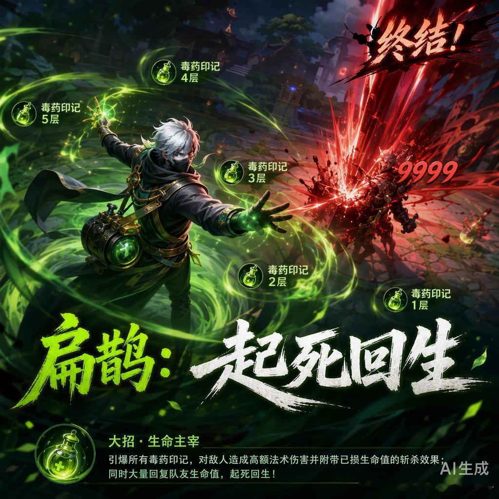 王者荣耀S44赛季扁鹊这改版是真没想到，直接从天使变阎王了😂。以前玩扁鹊还得小