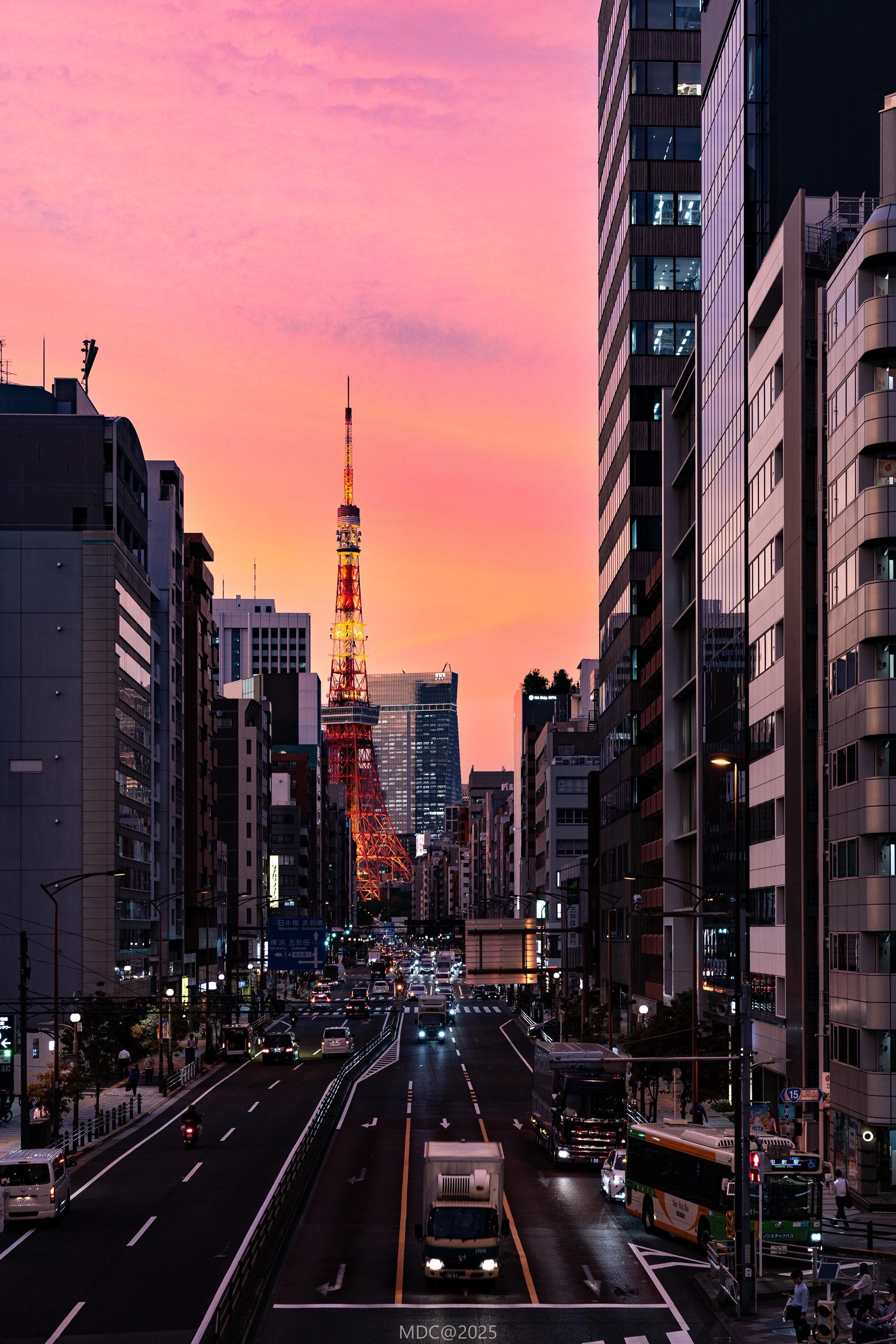 路人看到我掏出相机的一刻，也开始跟着拍。10.4日本的无敌夕阳，这个机位必拍#东京 #日本 #东京塔 #日本生活 #日本旅游