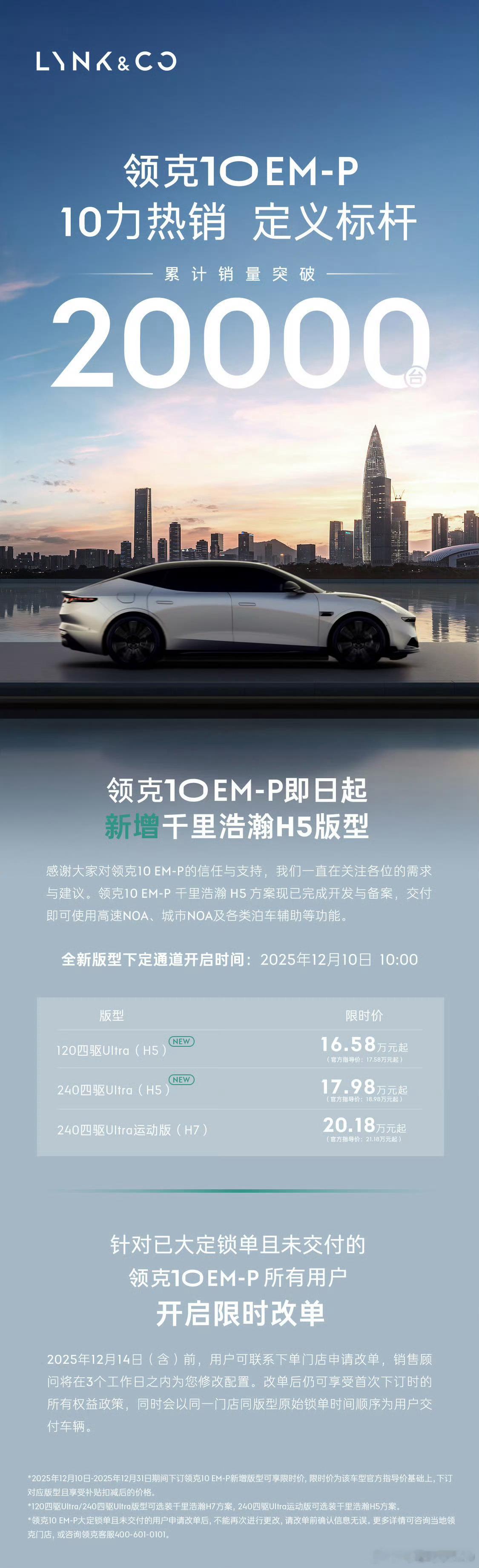 领克10EM-P销量快速突破2万很全面的大型轿车，全系四驱，动力好续航长，现在智