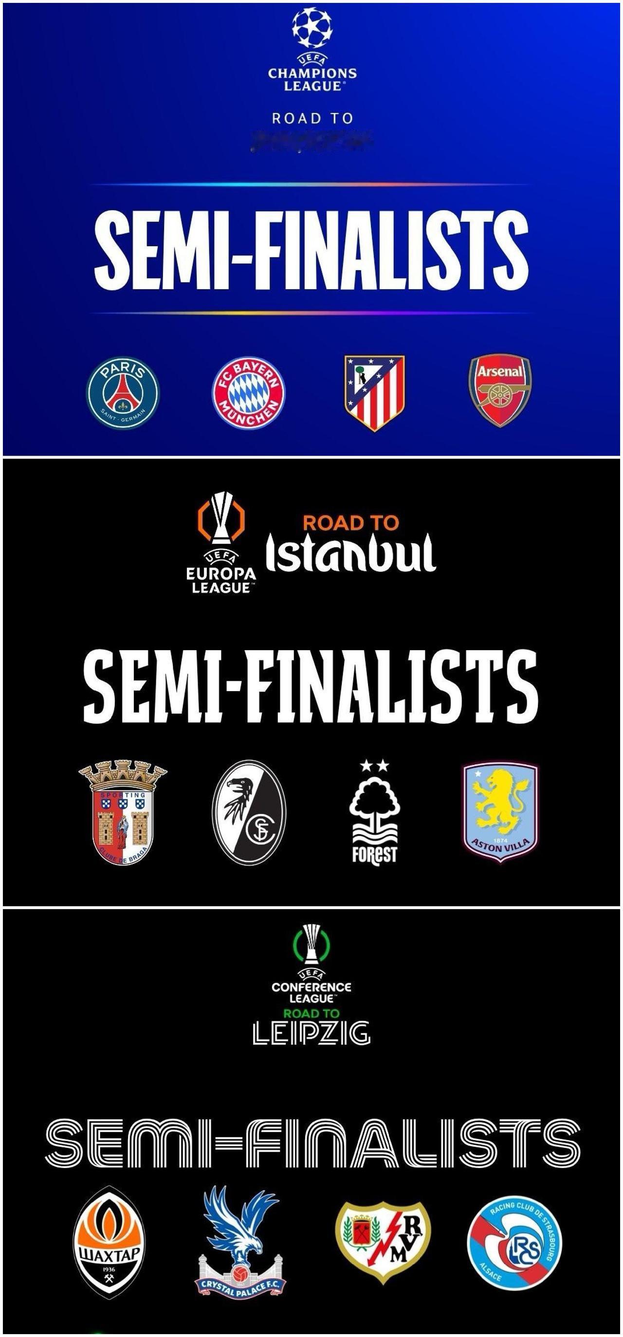 意大利没进世界杯和意甲没落有着直接关系！
本赛季欧战三级赛事的四强全部产生，意甲