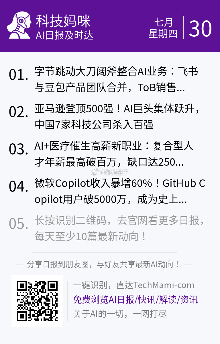 【 2026年7月30日 星期四 】过去24小时全球AI新鲜事，10条内容汇总:
