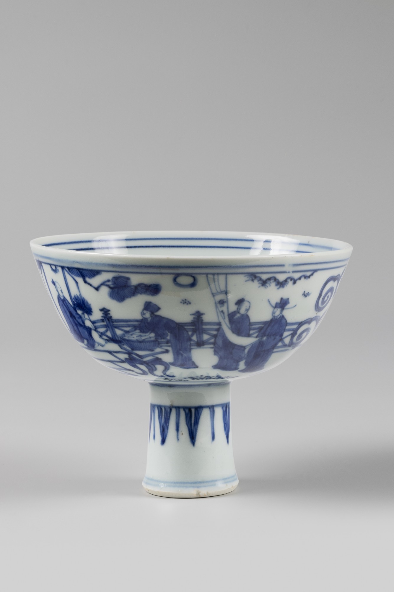 德国科隆亚洲艺术美术馆藏明代 万历 青花高足杯 