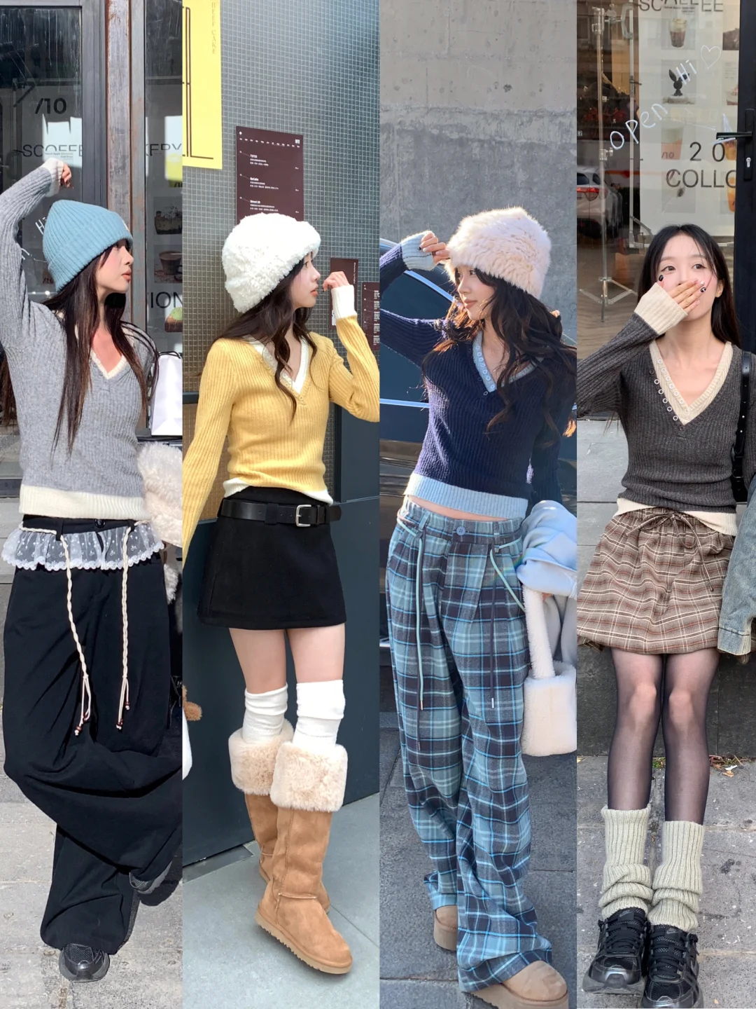 OOTD｜一些极简干净的针织上衣穿搭