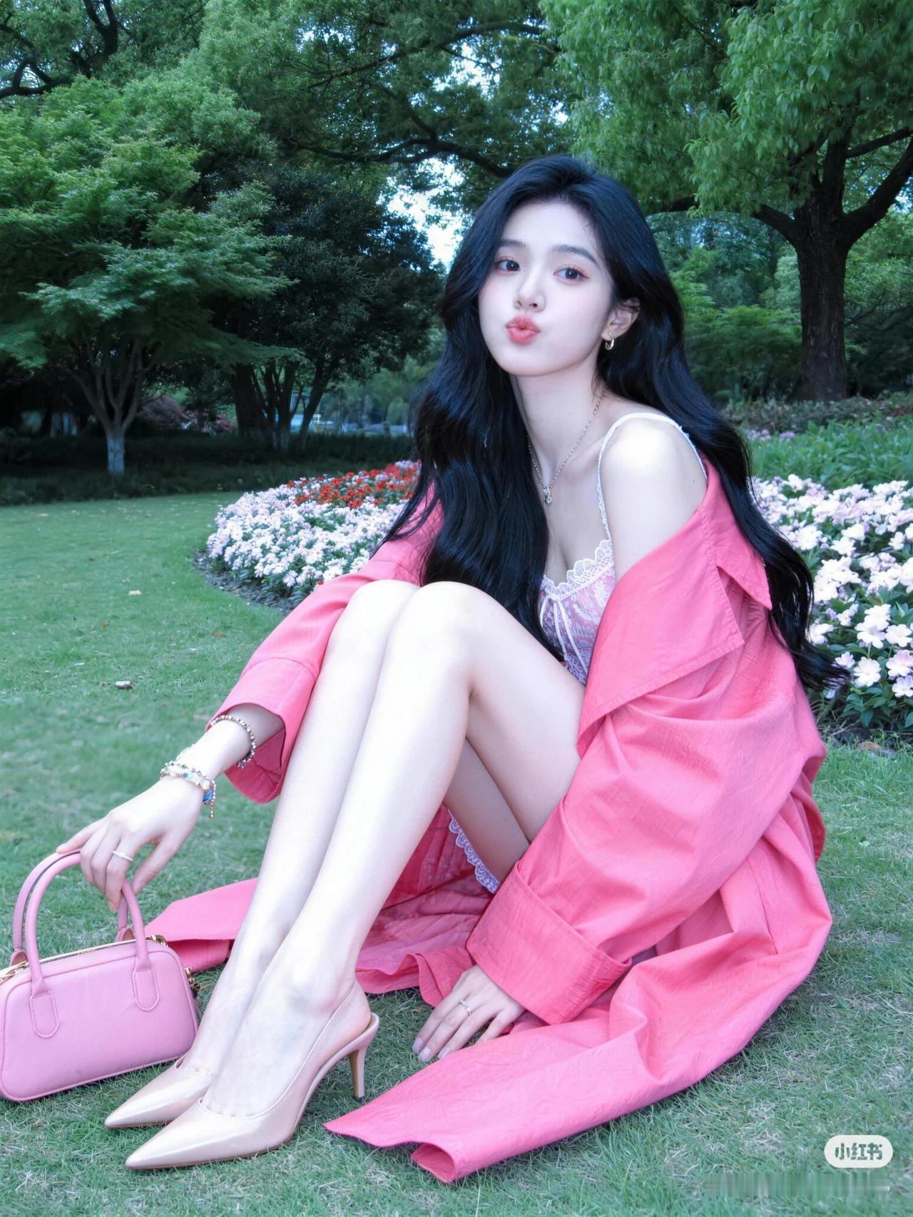 什么样的穿搭可以成为气质女神?在这幅宛如仙境的画卷中，她宛如一位从天而降的仙子，