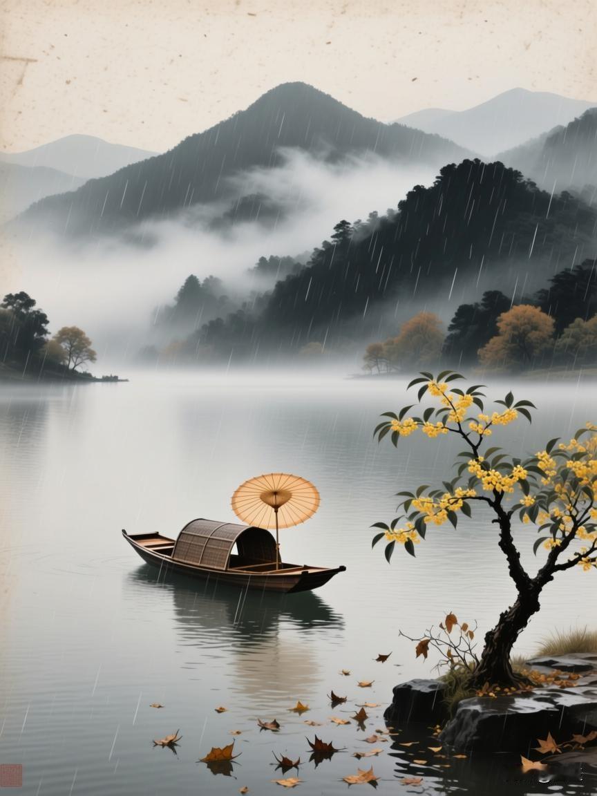 秋雨绵绵，诗意人间

一场秋雨一场凉，淅淅沥沥的雨丝敲打着窗棂，远山如黛，云雾缭