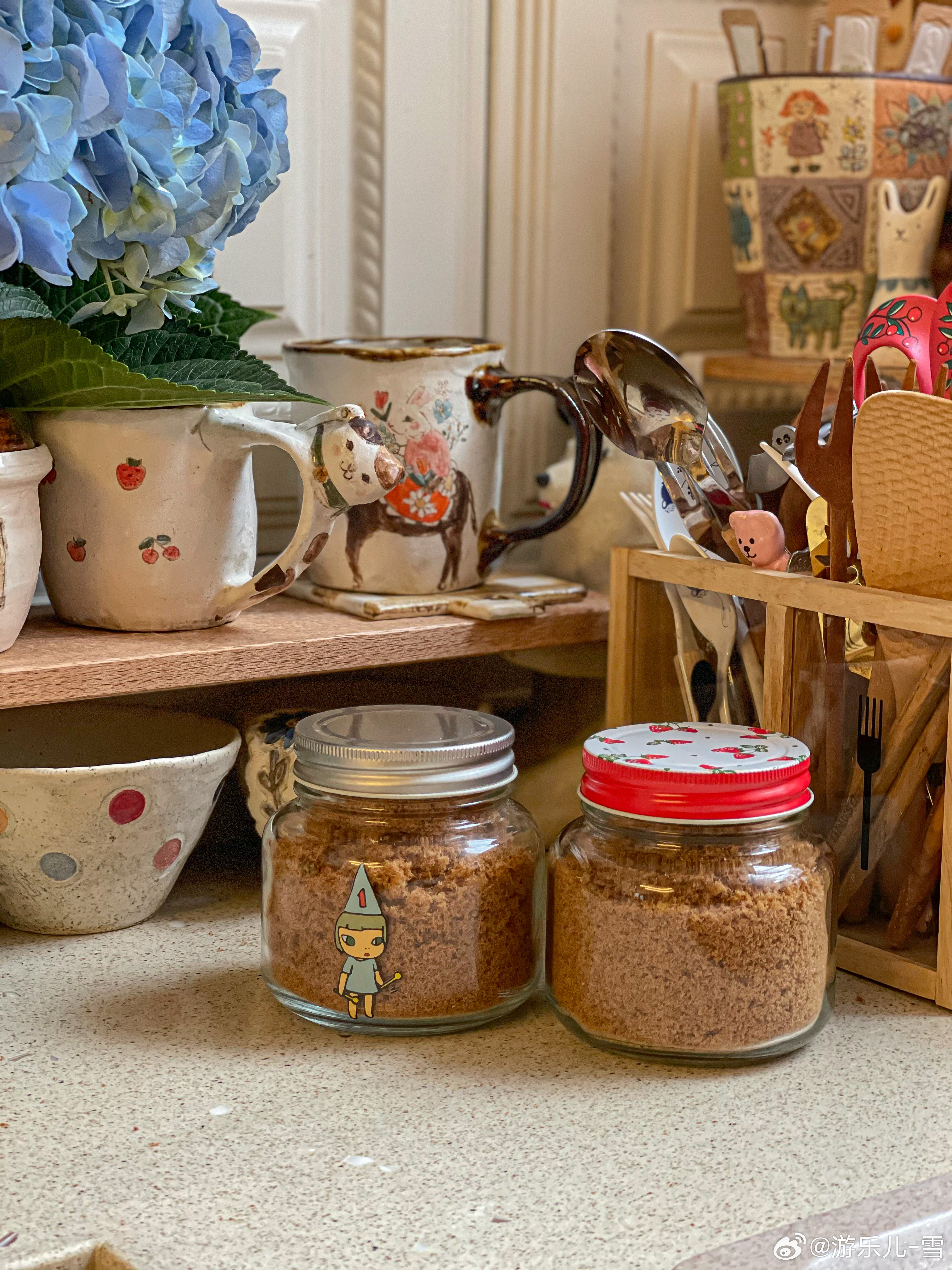 下午做的肉松晾凉啦，装进密封瓶。赶紧做晚饭，今天是鸡肉咖喱，看的剧是《莲花楼》古