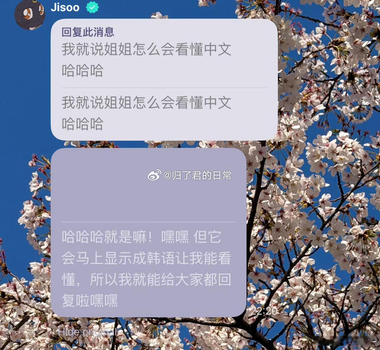 JISOO太宠粉了🫶🏻JISOO APP更新：在私人聊天屏幕的右上角添加了自