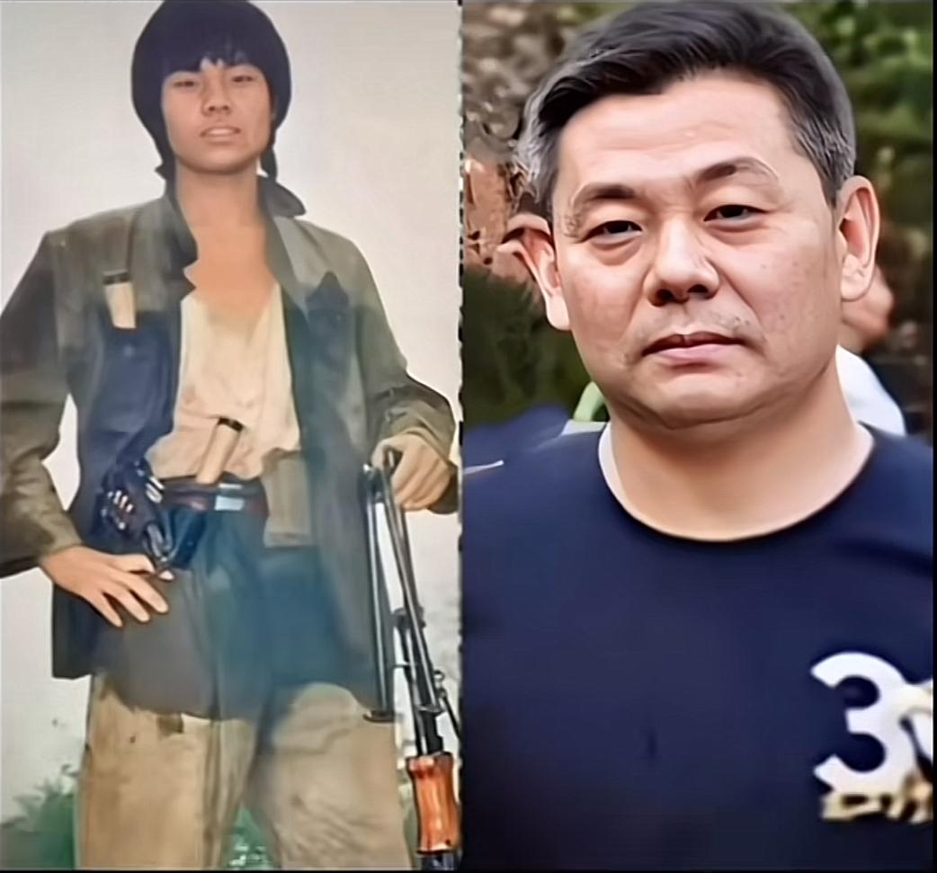 当年身着丛林迷彩服 ，腰别手枪，光荣弹留给自己，子弹送给敌人。手持机枪，满身淤泥