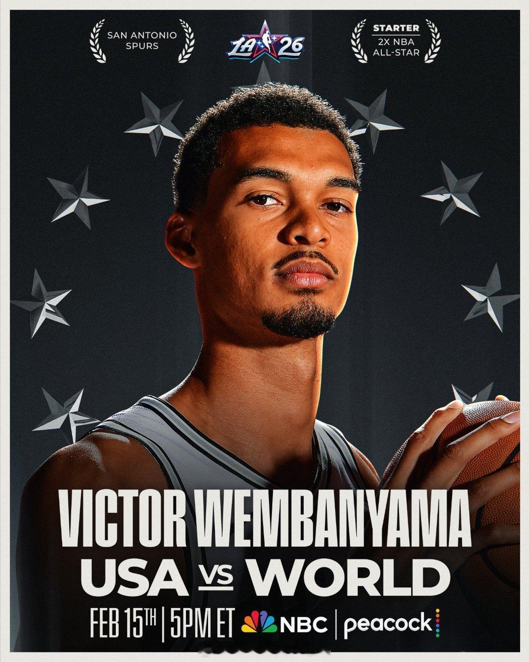 海外新鲜事 🏀 篮球：维克托·文班亚马成为首位以首发身份入选 2 月 15 日