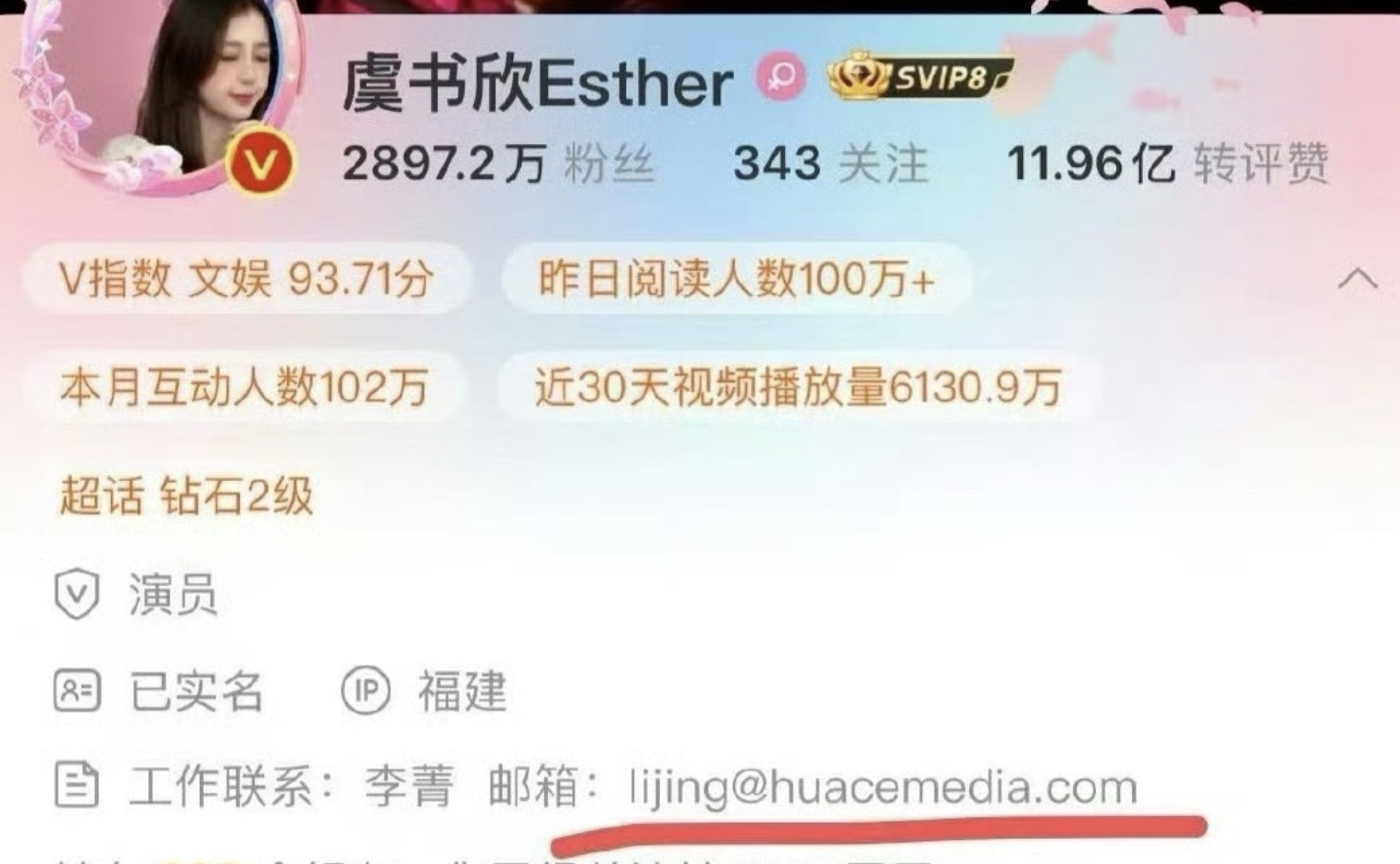 虞书欣线上联系方式变更，这是真的离开华策了吗？ ​​​