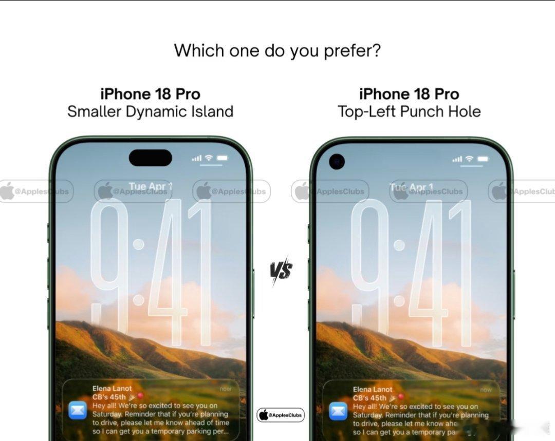 曝iPhone18Pro灵动岛居中并缩小iPhone18Pro灵动岛变小和左挖孔
