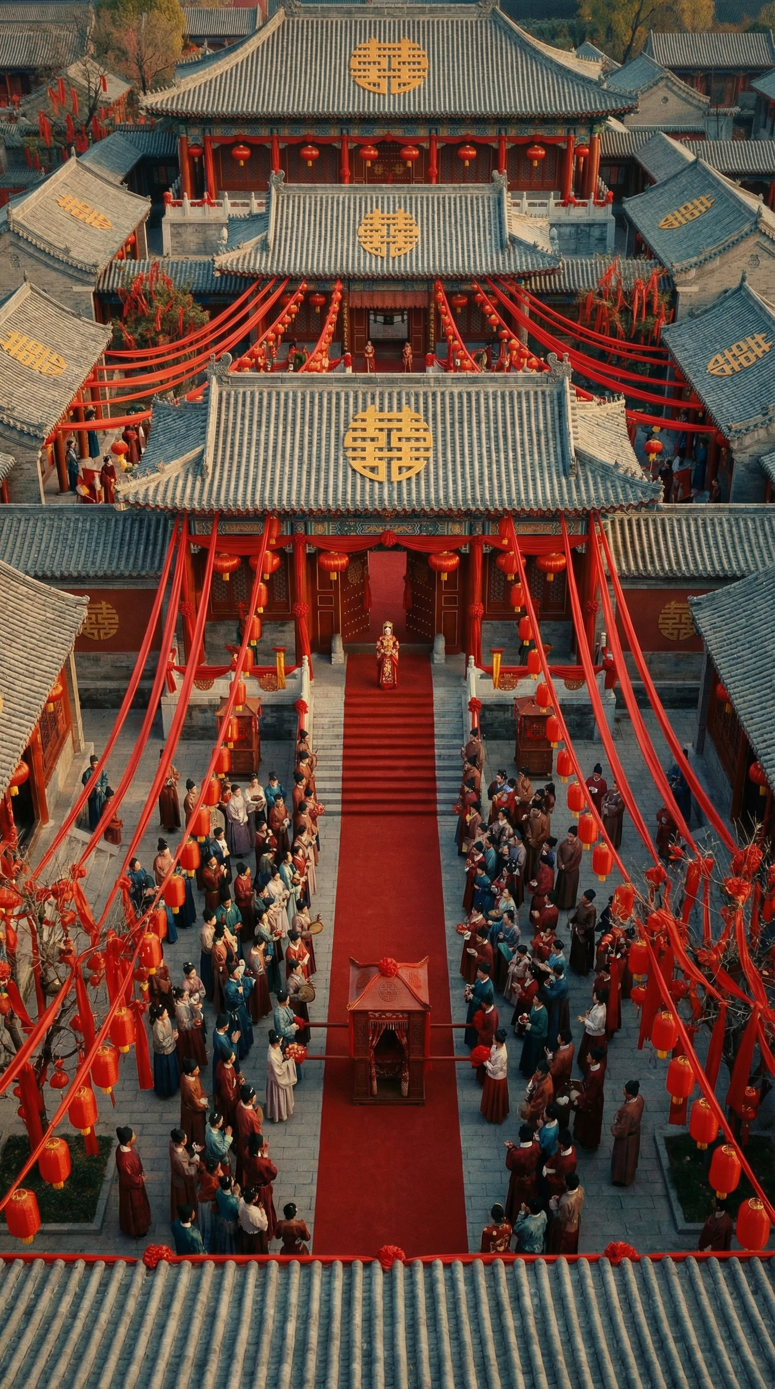 软件：manus提示词：出嫁这天，祝府门前人声鼎沸。红毯铺地，花轿停阶，锣鼓齐鸣