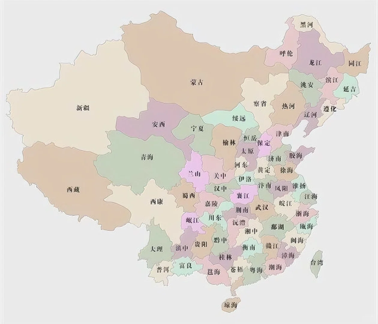 胡焕庸1940年提出的我国划分64省方案