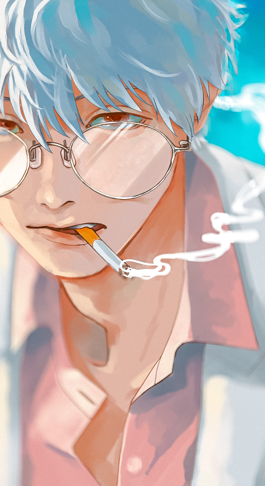 银魂动漫仲夏狂欢季 这张银八三三的抽烟照片真的太痞了.绘：SatoUsaji 