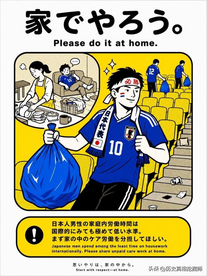 日本人真够虚伪！日本球迷在世界杯赛场赛后捡垃圾的照片在网上被疯传！但在日本国内却