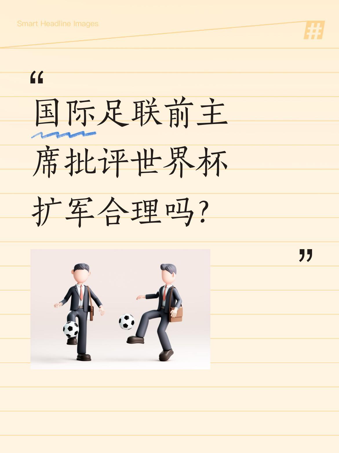 国际足联前主席批评世界杯扩军合理吗？
布拉特近日公开表示，世界杯扩军至48支球队