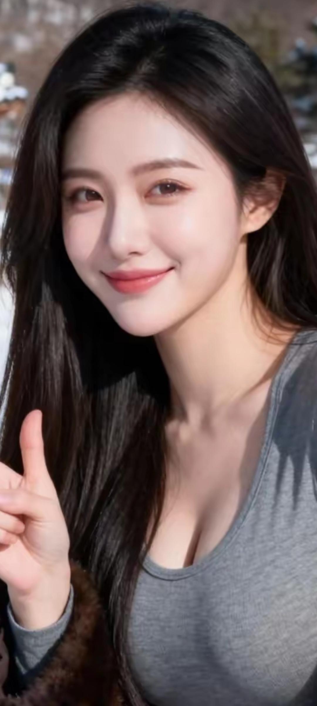 冬日暖阳下的甜美笑容，温暖你的心❤️