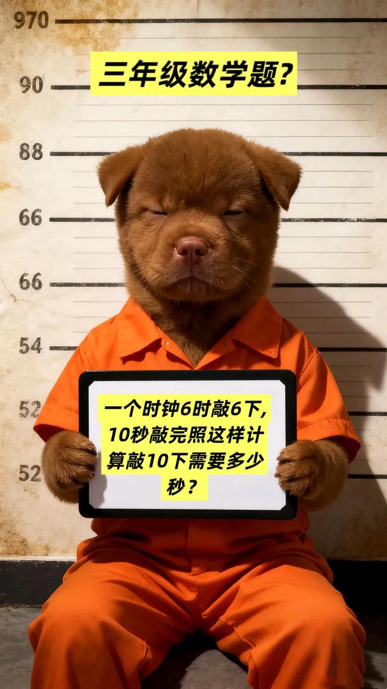 一个时钟6时敲6下,10秒敲完，照这样计算敲10下，需要多少秒？
三年级数学题，
