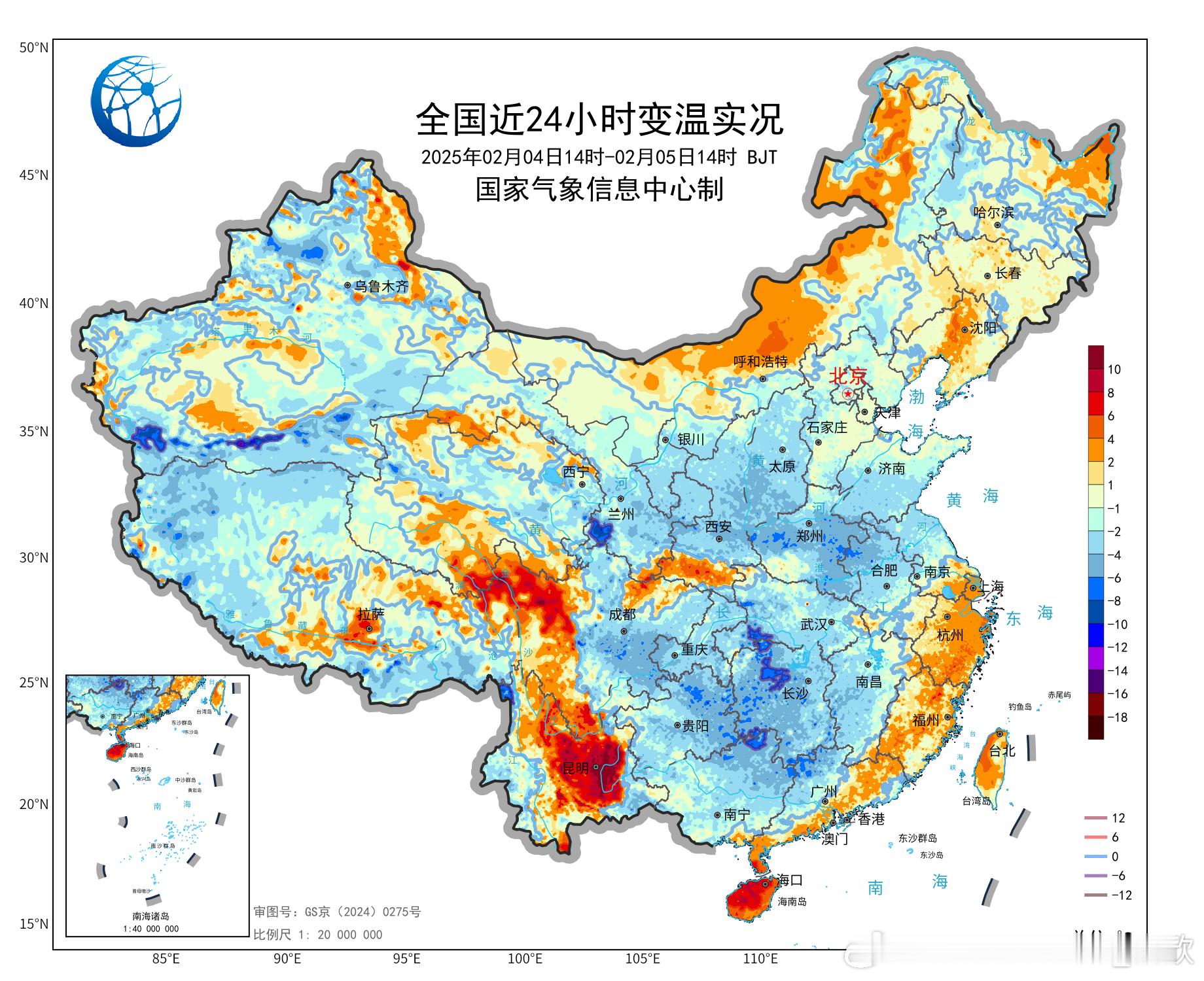 【气温】今天下午云南和海南多地气温回升，14时气温榜前十也被云南和海南站点包揽。