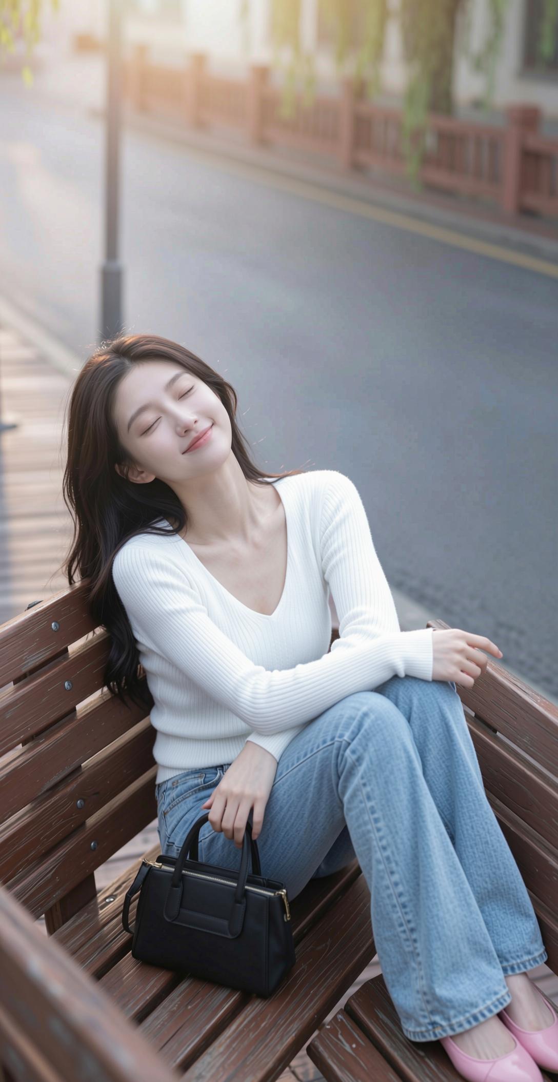 这组照片呈现出一种清冷又温柔的江南烟雨氛围感，将简约穿搭穿出了极致的高级感。
画