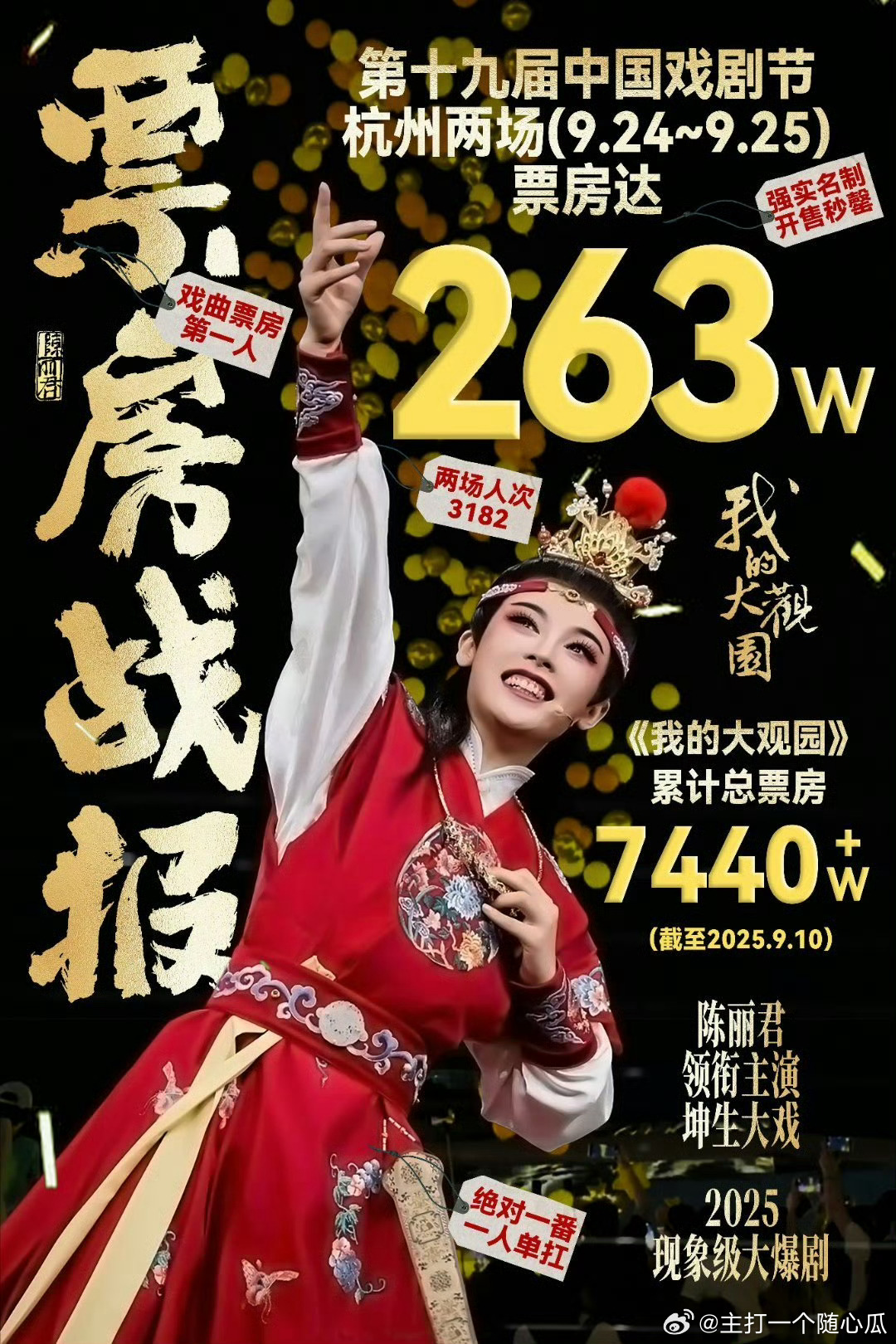 陈丽君《我的大观园》杭州两场开票即秒罄，五场开票30小时，总票房狂揽1040w+