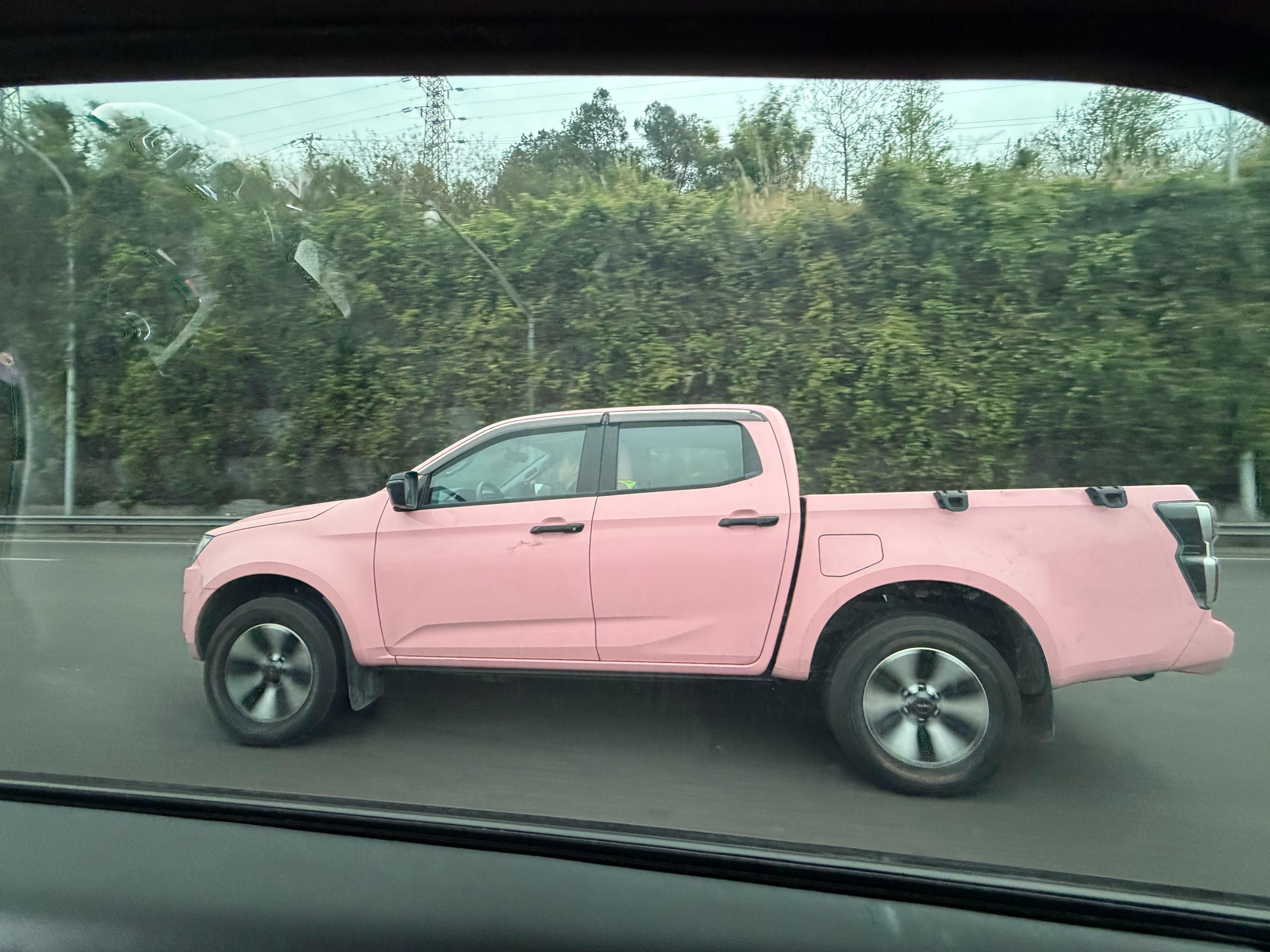 粉色五十铃皮卡确实很少、很骚五十铃