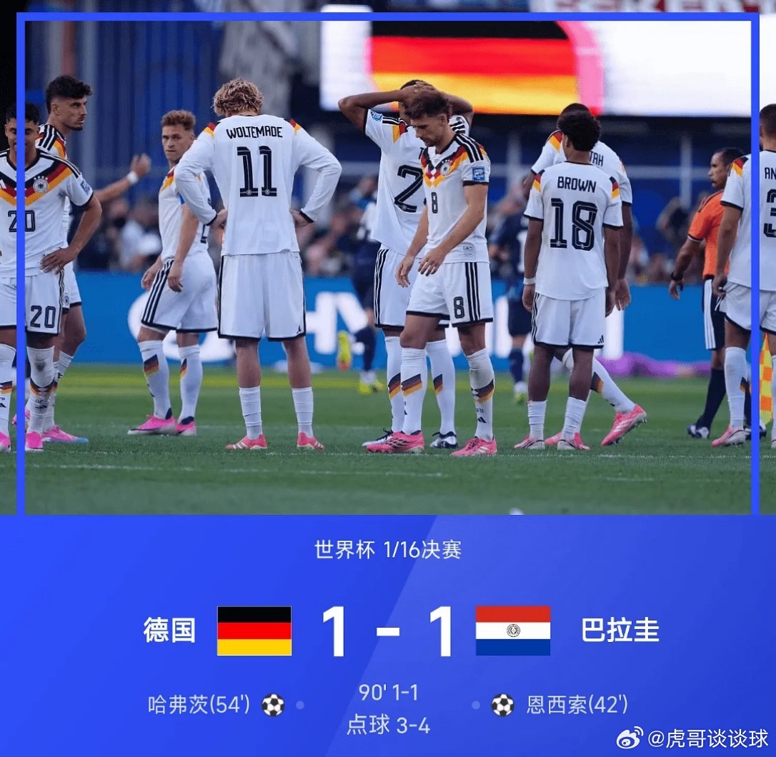 德国淘汰6月30日讯 2026世界杯1/16决赛，德国点球大战3-4，总分4-5