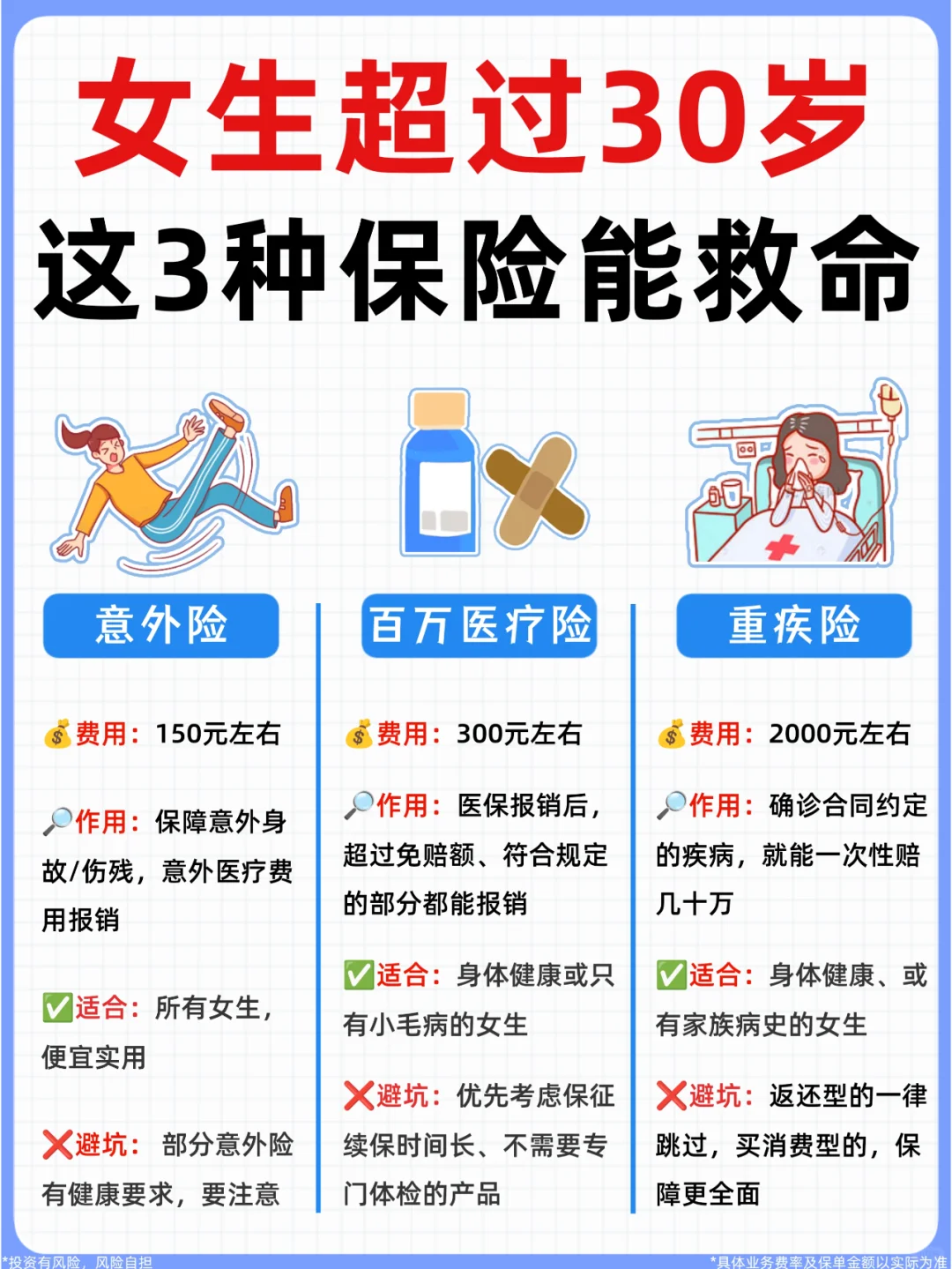 女生超过30岁，一定要买的3种救命保险！