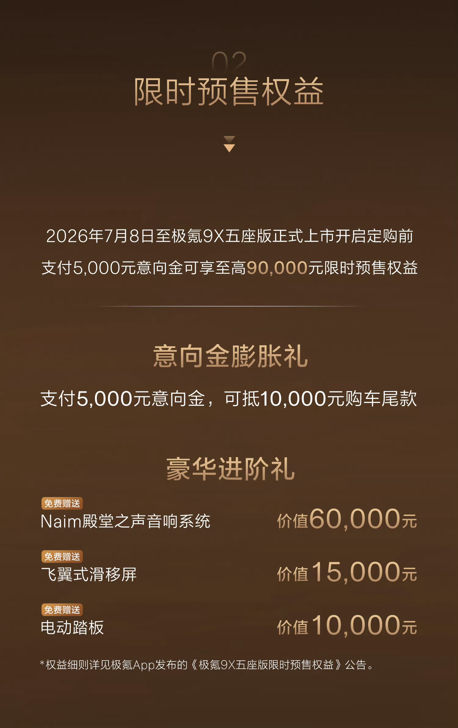 极氪9X五座版开启预售相比大家熟悉的六座版，这款新车核心主打豪华大五座体验，定价