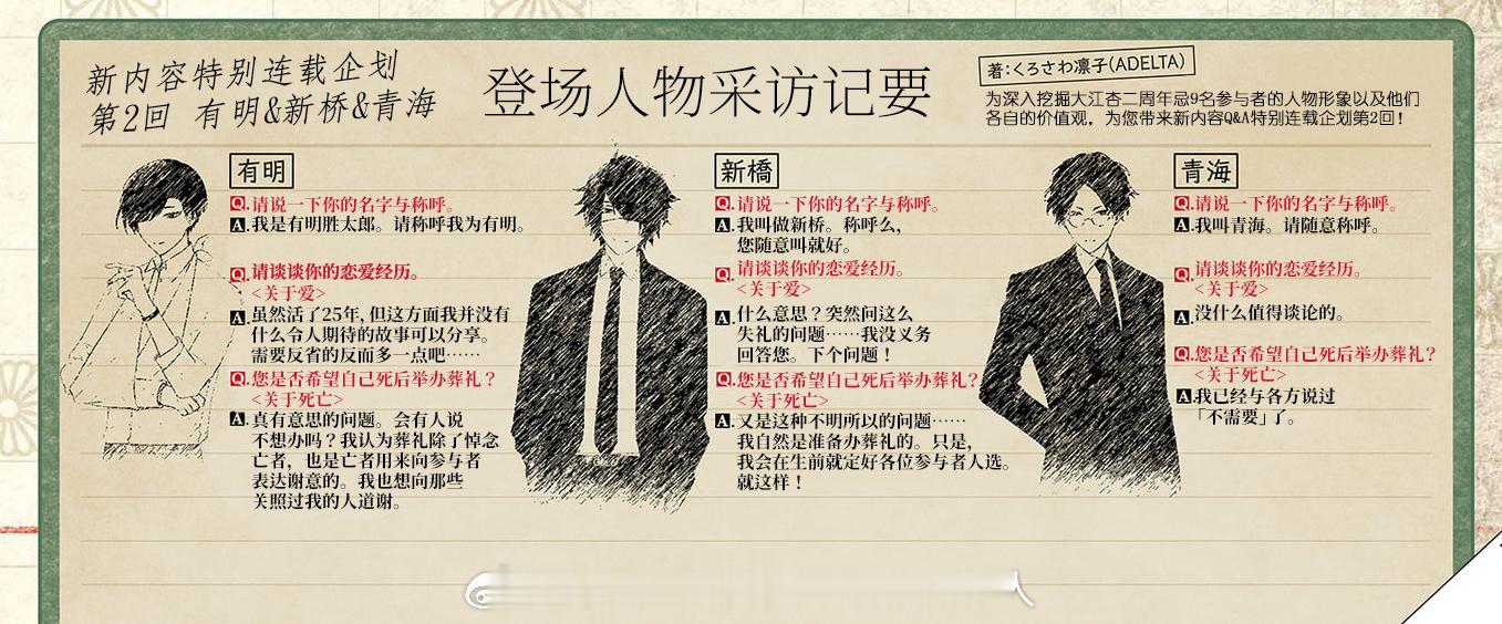 『大秽』新内容特别连载企划 第2回  有明&新桥&青海【有明】Q.请说一下你的名