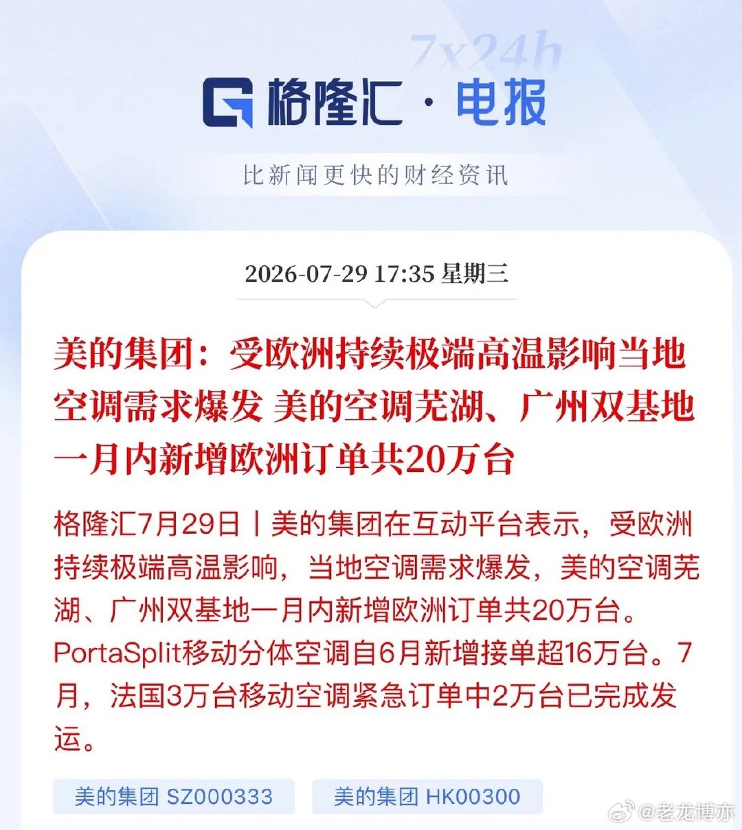 都说欧洲分体空调卖爆了，这回算是见着数据印证了！美的空调芜湖和广州基地一月内新增