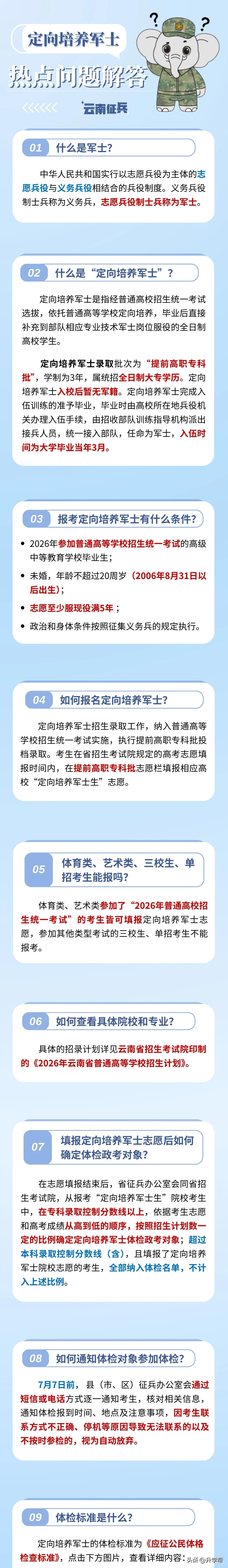 @云南高考考生，欢迎报考定向培养军士
