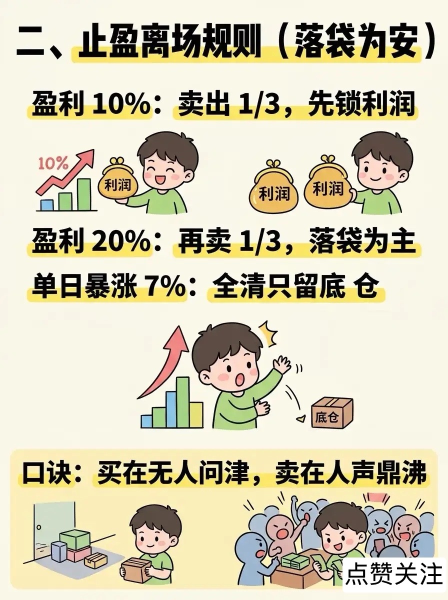 不想割肉可以用这个方法一、加减仓纪律（机械执行，不猜不赌）1. 连续上涨3天：必