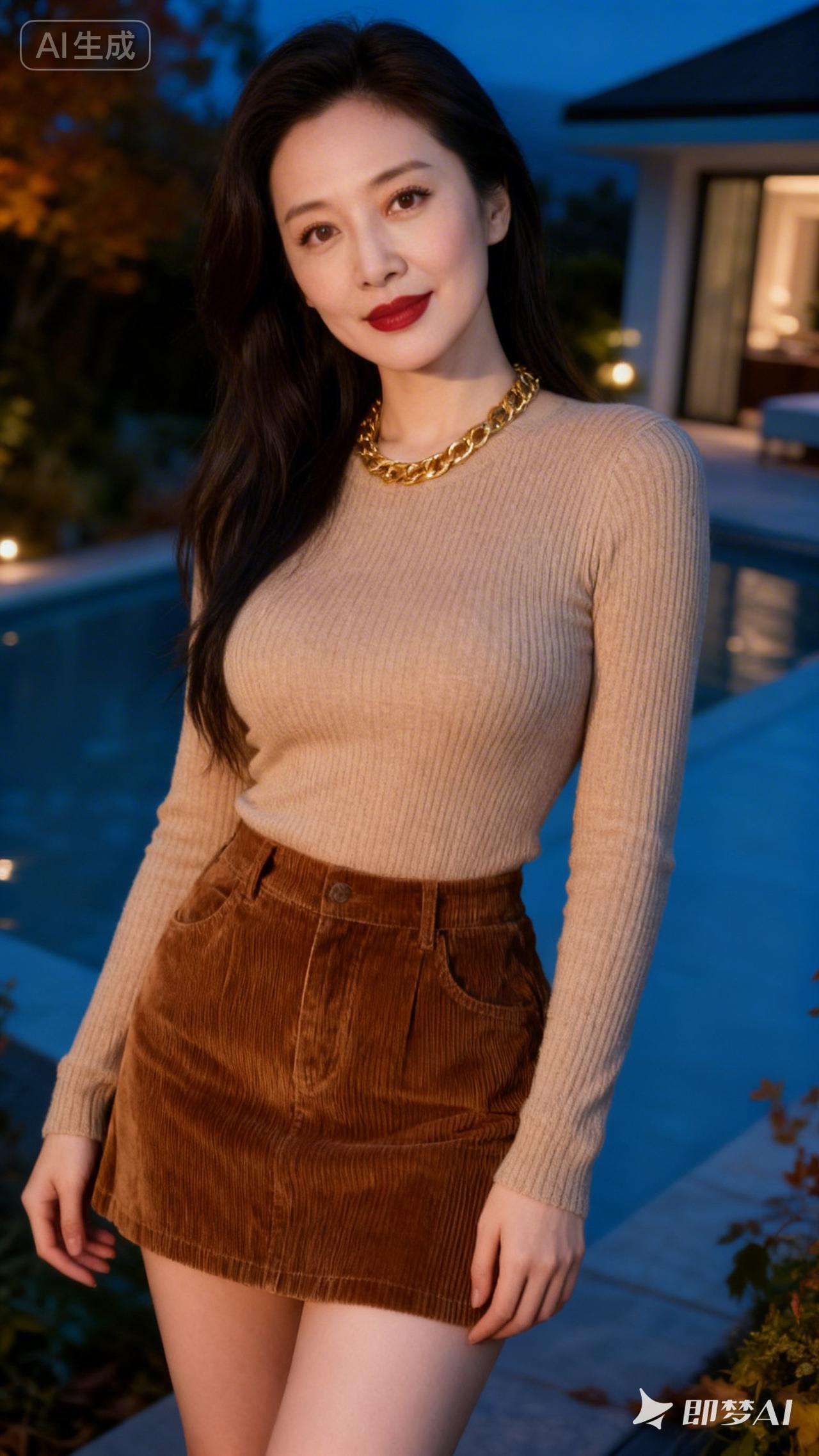 优雅夜晚，金链闪耀，时尚穿搭，尽显魅力！