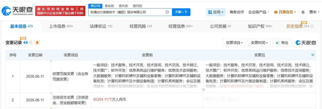 软通动力增资至约10.4亿

天眼查 App 显示，近日，软通动力（301236