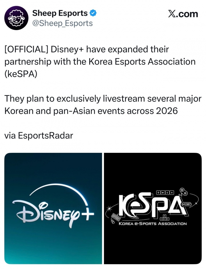 不会又要看小众盗播吧？Disney+ 扩大和keSPA的合作关系 计划独播多项赛事