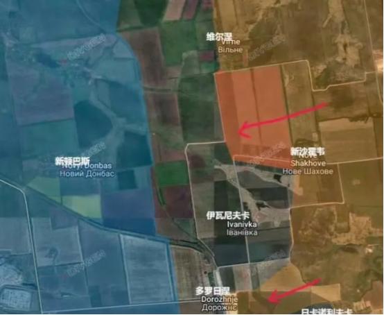 红军城以北，俄军在此前一天占领多罗日内（多罗日涅）之后，又重新占领了新沙霍沃（新