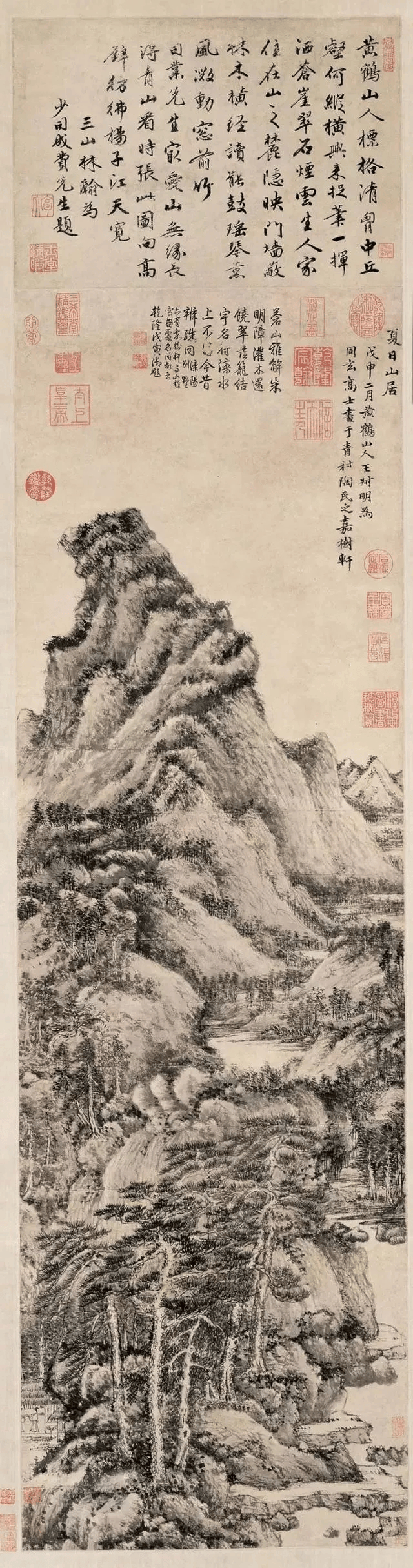 元 王蒙 夏日山居图。王蒙（1308年-1385年），湖州（今浙江吴兴）人。元末