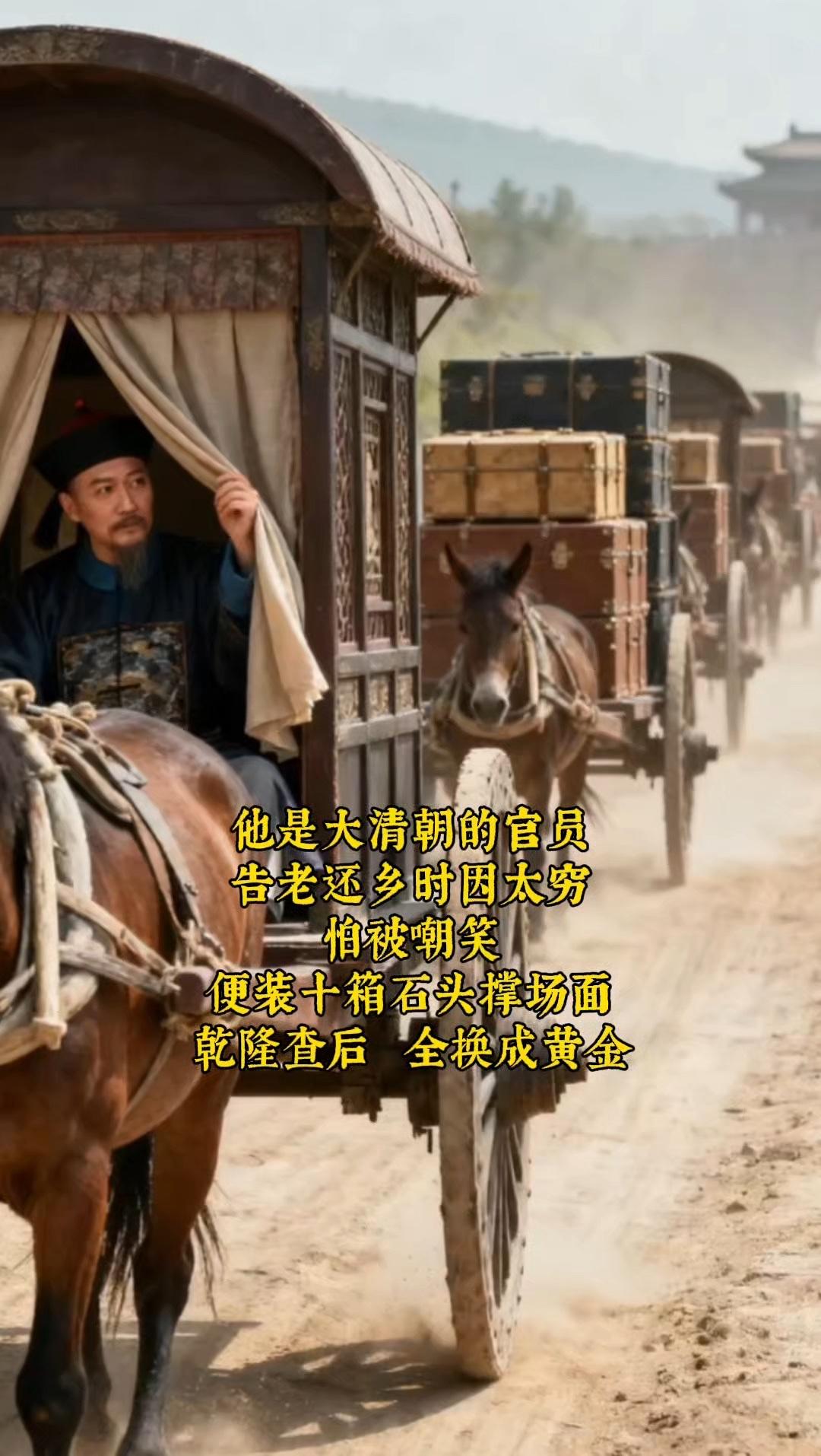 还有另外一种传说：和珅诬陷刘墉，说刘墉告老还乡车子里有金银财宝，刘墉闻言非但不慌