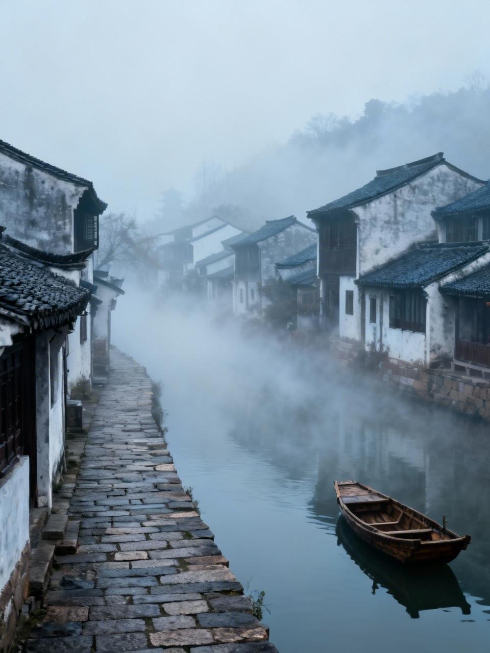 AI妙生图雾锁江南千村隐。
