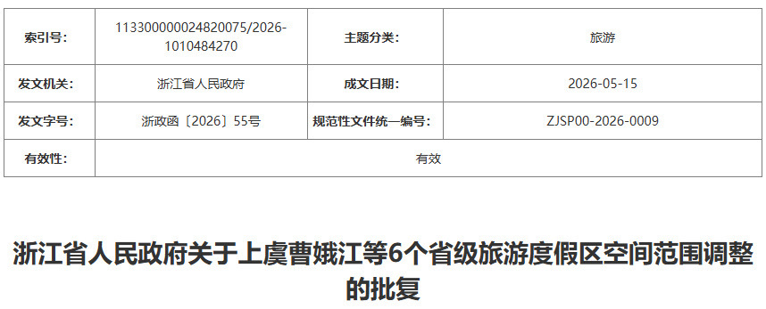 【省政府批复！宁波宁海森林温泉度假区调整空间范围 】6月22日消息，浙江省政府发