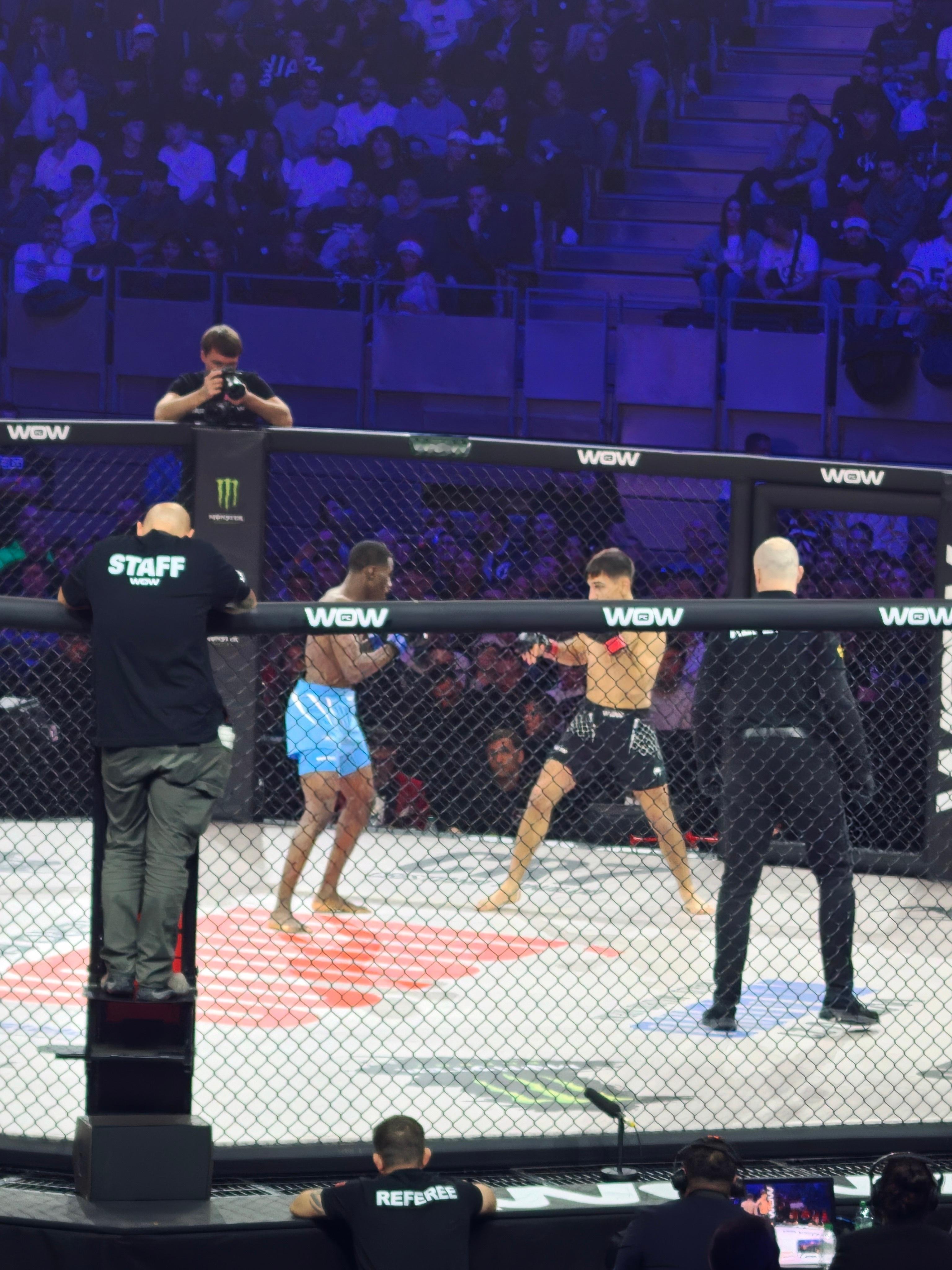 又来看托普利亚当股东的格斗比赛了前段时间C罗也赞助了这项赛事八角笼里已经可以看到