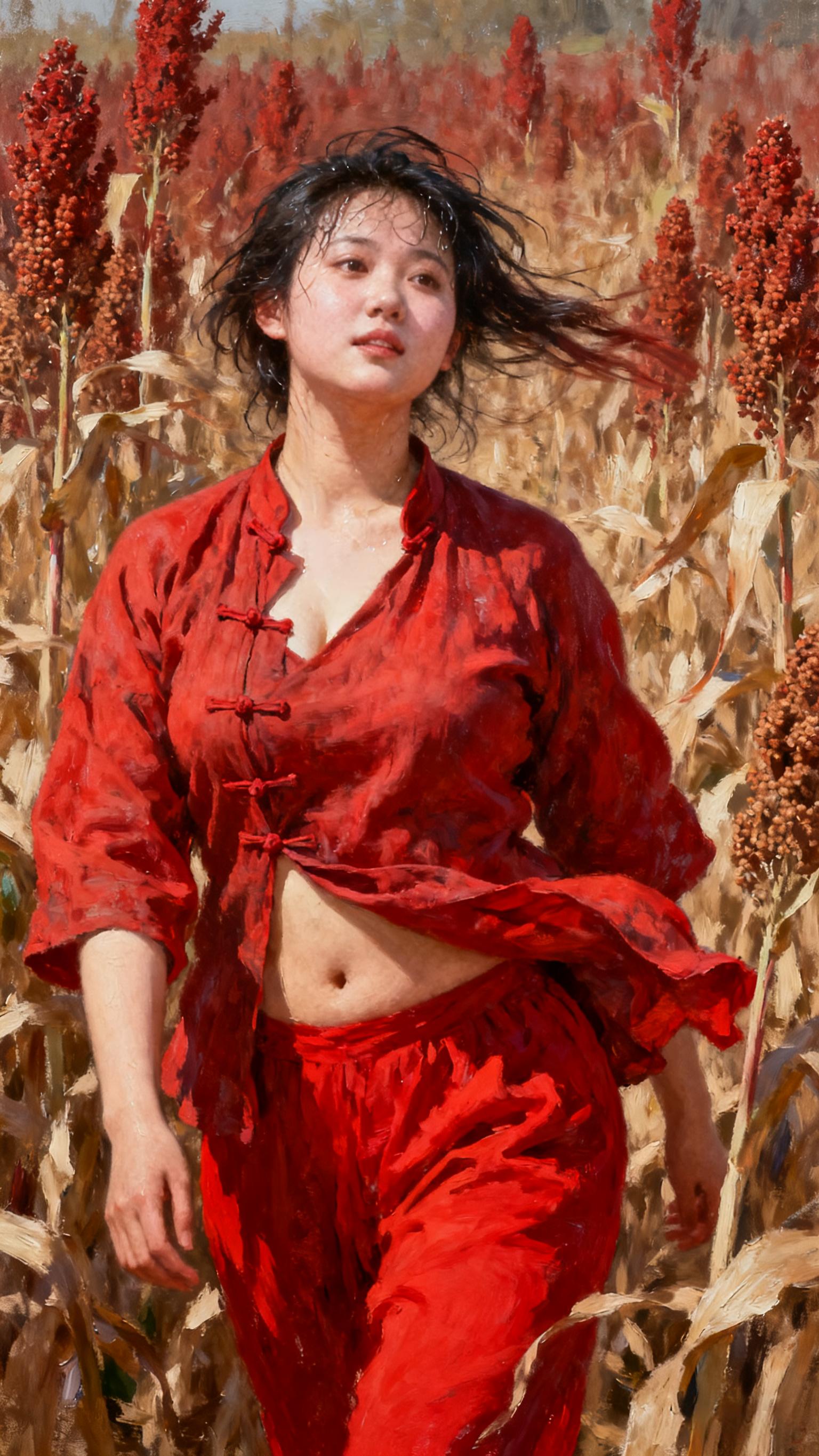 红色系 油画 大自然的馈赠