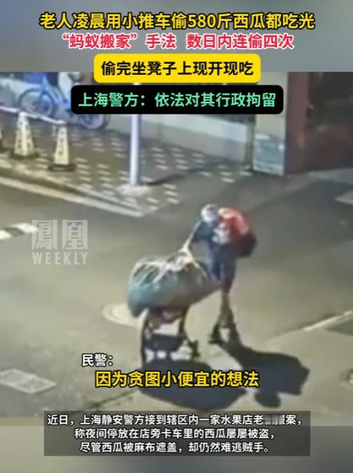“离了个大谱！”2025年7月，上海，一大爷为贪图小便宜，4次潜入水果店，偷走5