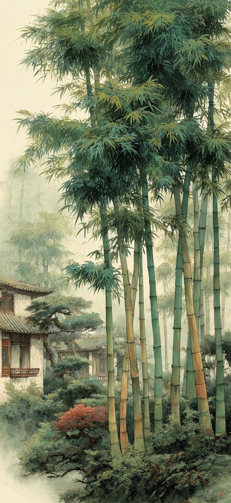 竹影摇摇晃晃，把阳光剪得细碎，藏在林深处的茶寮里，煮水烹茶，听风穿过竹叶的轻响，