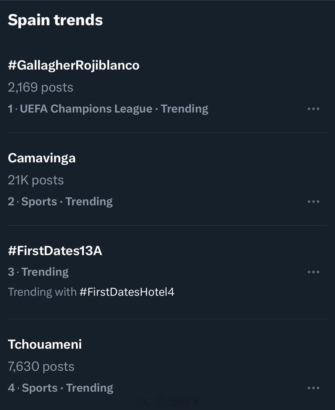 昨晚西班牙球迷发起了支持加拉格尔的活动，直接干到了x西班牙区趋势榜第一。 ​​​